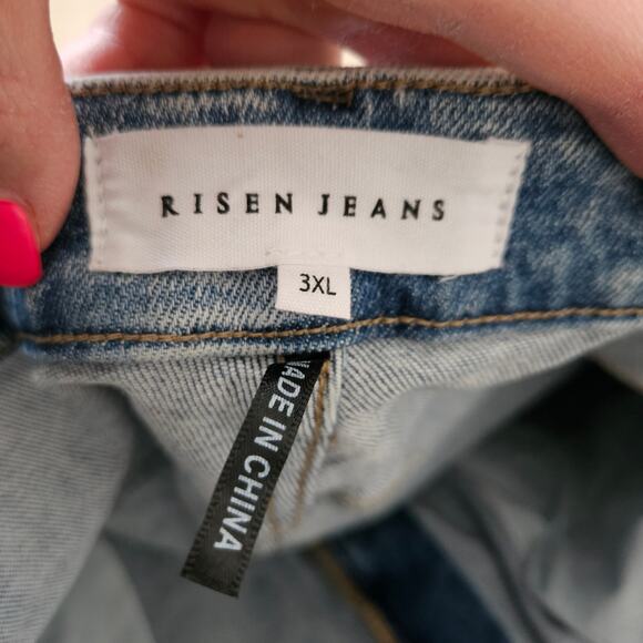 Risen Nikol High Rise Acid Washed Wide Leg Jeans 3XL - Picture 4 of 9